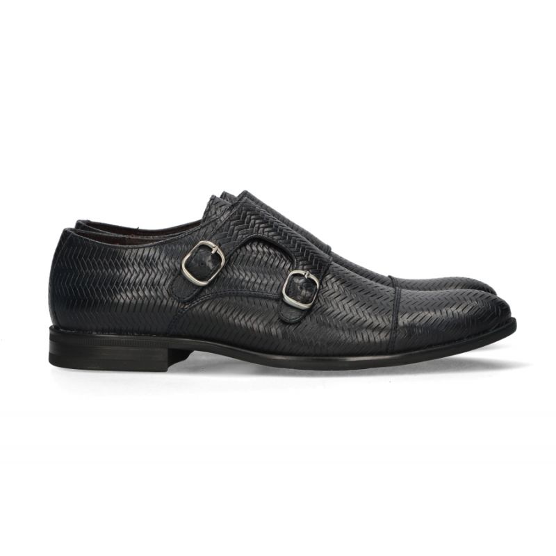 Chaussure double boucle à motif noir