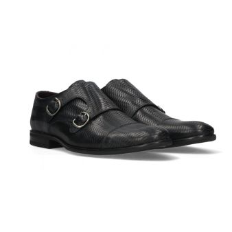 Chaussure double boucle à motif noir