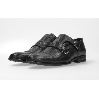 Chaussure double boucle à motif noir
