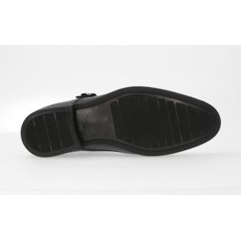Zapato doble hebilla grabado negro