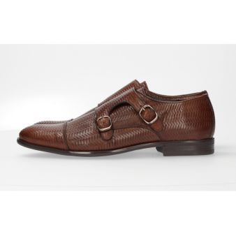 Chaussure double boucle à motif marron