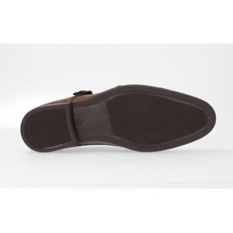 Chaussure double boucle à motif marron