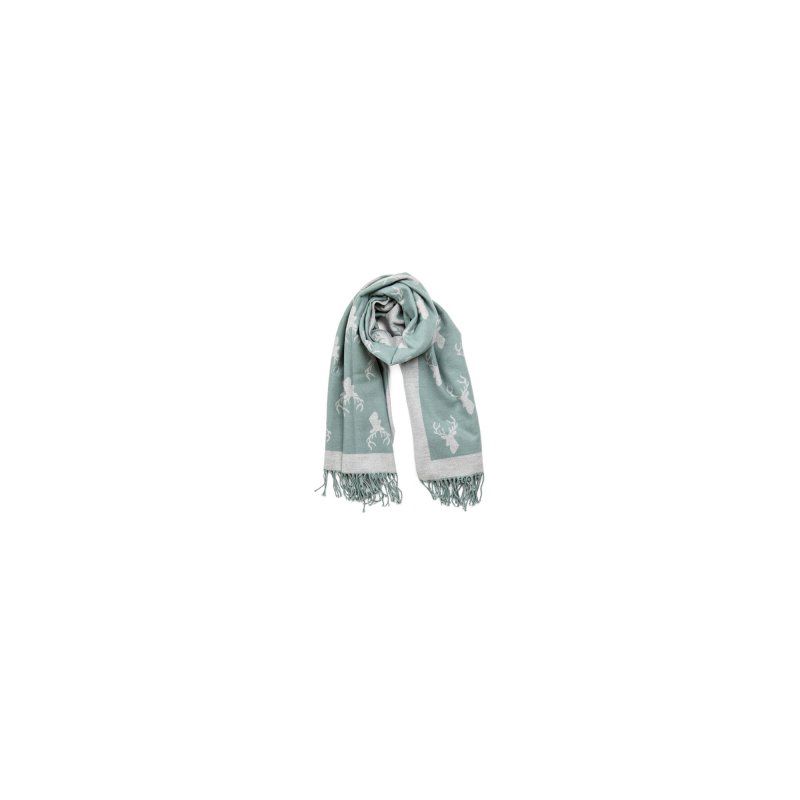 Bufanda reversible con estampado de ciervo verde/gris