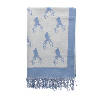 Bufanda reversible con estampado de ciervo azul/gris