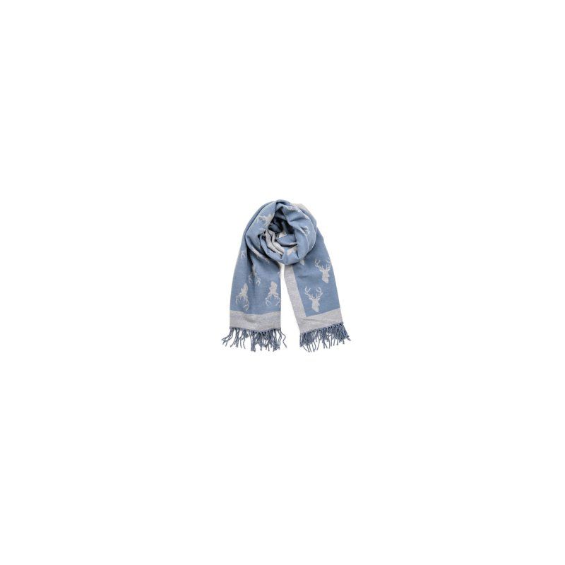 Bufanda reversible con estampado de ciervo azul/gris
