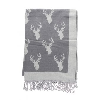 Bufanda reversible con estampado de ciervo marengo/gris