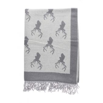 Bufanda reversible con estampado de ciervo marengo/gris