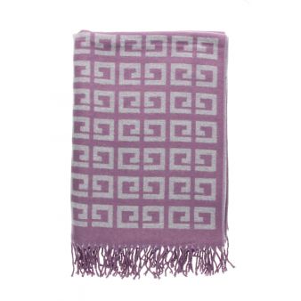 Bufanda reversible con estampado de cuadros morado/gris