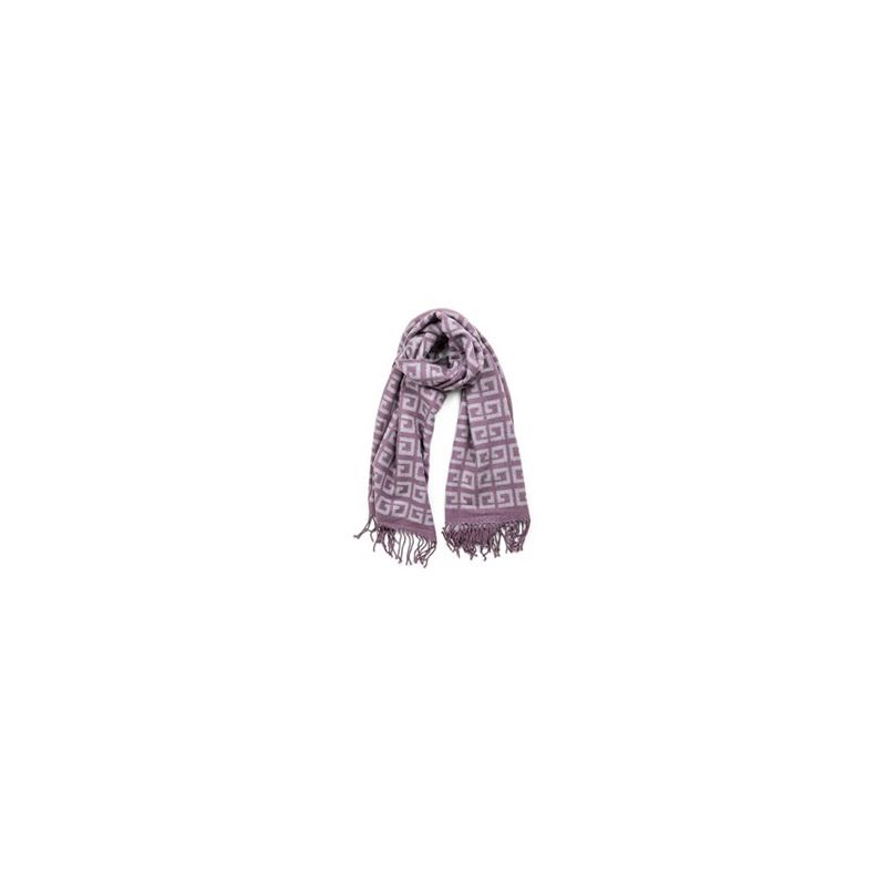 Cachecol Reversível com Estampa de Xadrez Roxo/Cinza