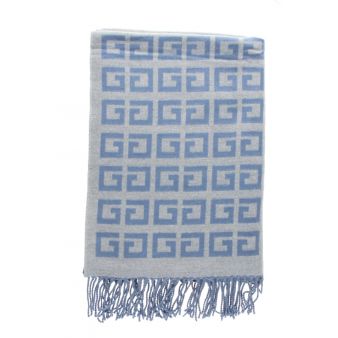 Cachecol Reversível com Estampa de Xadrez Azul/Cinza