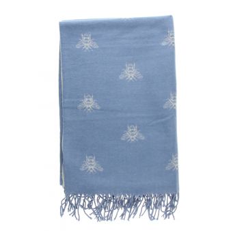 Bufanda reversible con estampado de abejas azul/gris