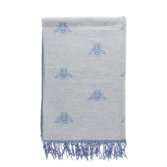 Bufanda Reversible con Estampado de Abejas Azul/Cinza