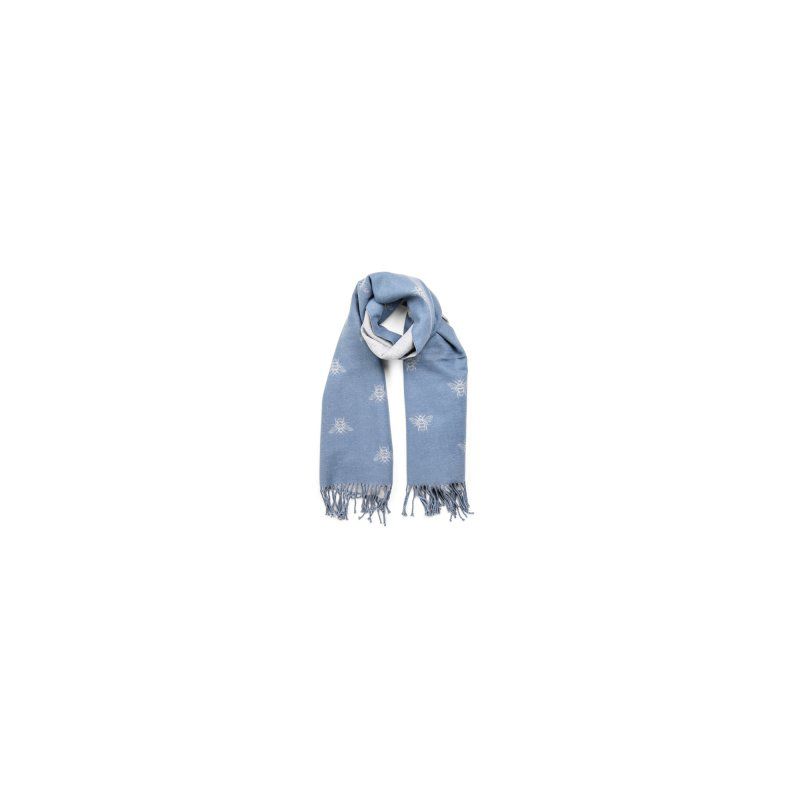 Bufanda Reversible con Estampado de Abejas Azul/Cinza