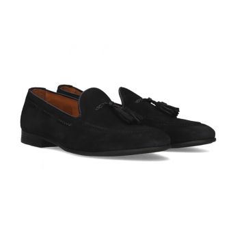 Chaussure à glands en suède bleue