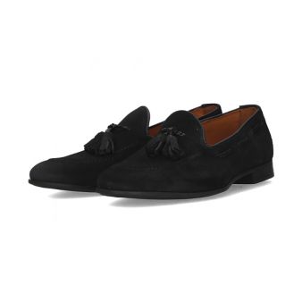 Chaussure à glands en suède bleue