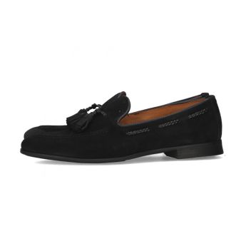 Chaussure à glands en suède bleue
