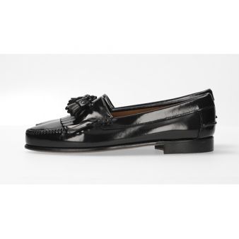 Chaussure avec franges et glands noire