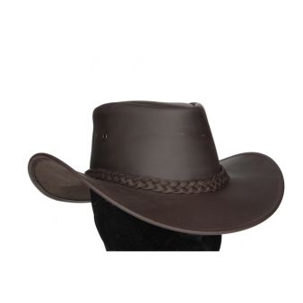 Chapéu Australiano com Faixa de Couro Marrom