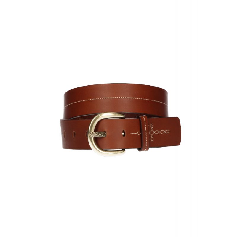 Ceinture avec surpiqure centrale marron