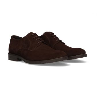Chaussure à lacets en suède marron