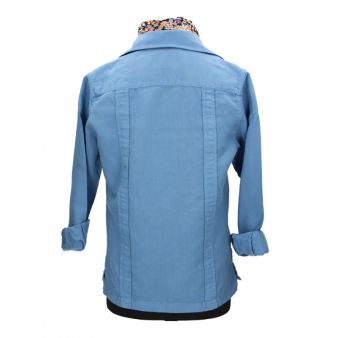 Camisa Cubana para Crianças Azul Anil