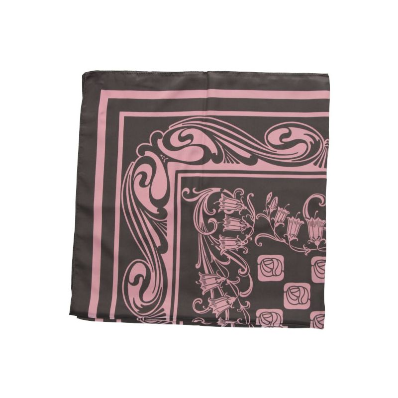 Lenço com Enfeites Cinza-Rosa