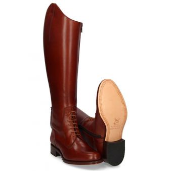 Horse riding boots with leather side zipper