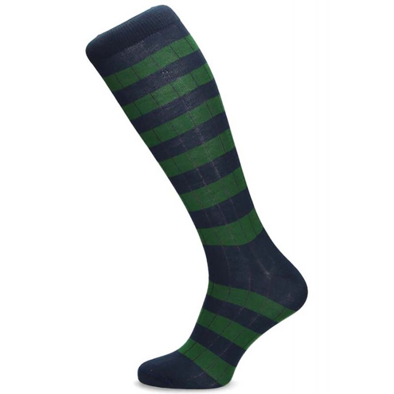 Chaussettes à rayures vertes et bleues