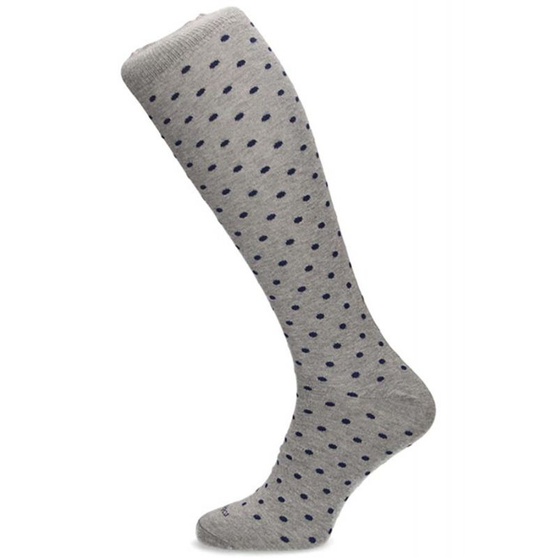 Chaussettes grises avec points bleus