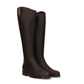 Botte d'équitation avec fermeture éclair chataigne et bande ethnique Valverde del Camino