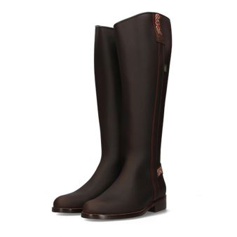 Bota de equitação com zíper castanha com fita étnica Valverde del Camino