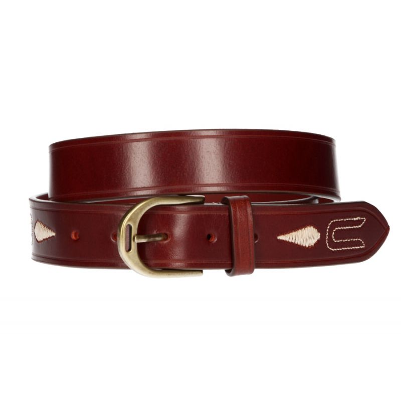 Ceinture en cuir vaquetilla châtaigne avec motif ananas et dessin