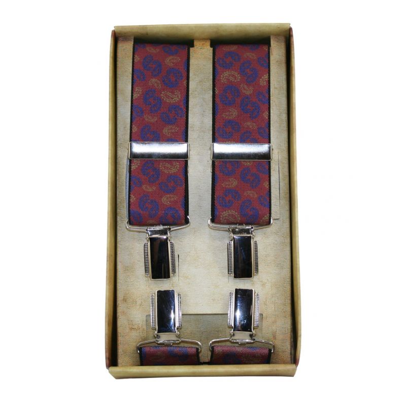 Bretelles habillées à motif cachemire moyen rouge/bleu