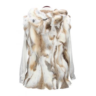 Gilet en fourrure avec capuche couleur naturelle