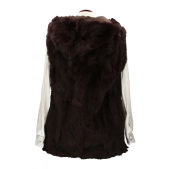 Gilet en fourrure avec capuche marron