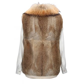Chaleco cuello pelo mujer marrón