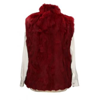 Gilet en fourrure femme rouge