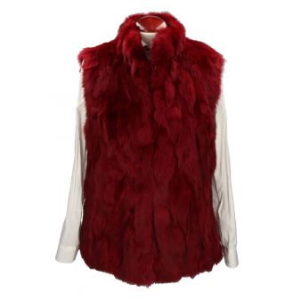 Gilet en fourrure femme rouge