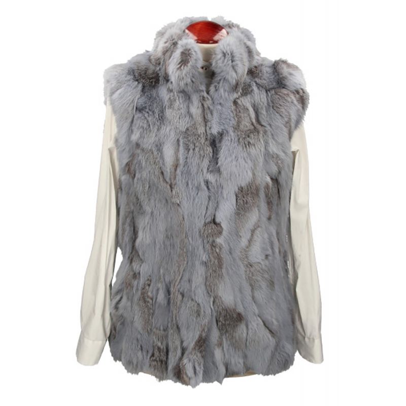 Gilet en fourrure femme grisatre