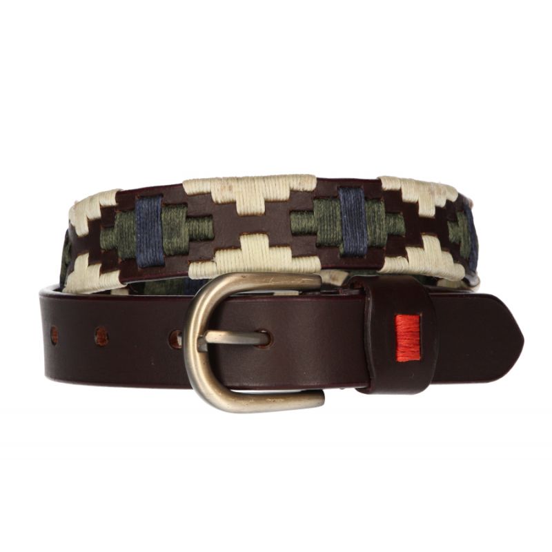 Ceinture argentin brodee enfant vert beige et bleu