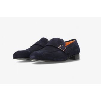 Mocassin à boucle en nubuck marine