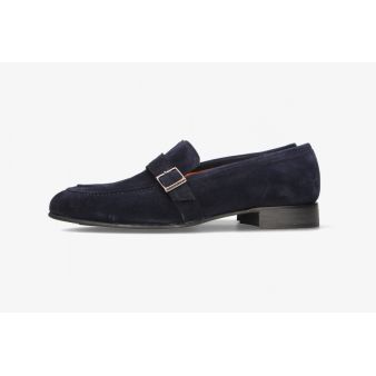 Mocassin à boucle en nubuck marine