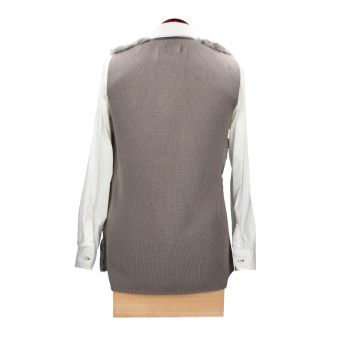 Gilet femme en fourrure grise avec dos en tricot