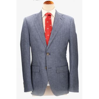 Veste en lin à chevrons bleus