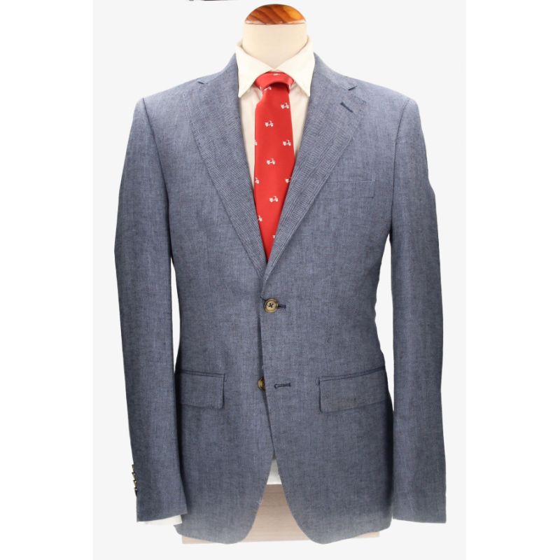 Veste en lin à chevrons bleus