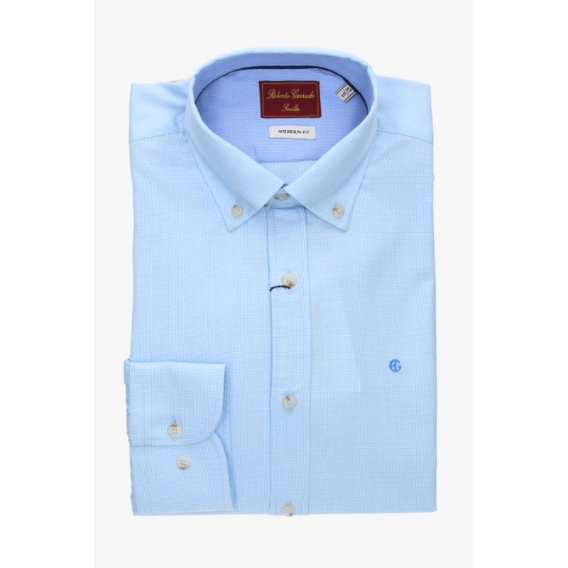 Chemise à pois bleu ciel