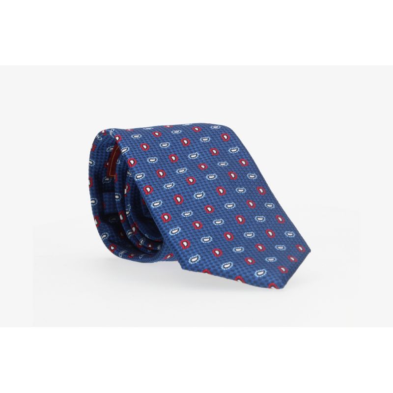 Corbata azul cachemir rojo-celeste
