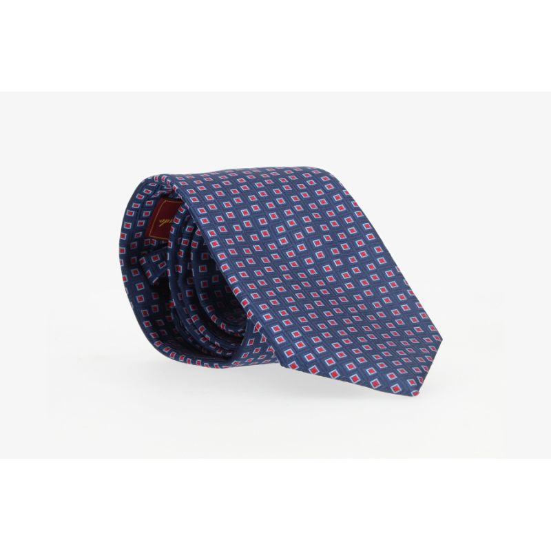 Corbata marino cuadros rojos