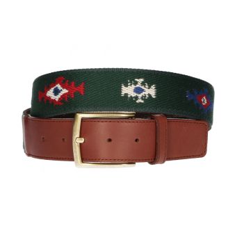 Ceinture toile ethnique verte