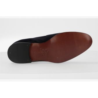 Mocassin double boucle en daim marine